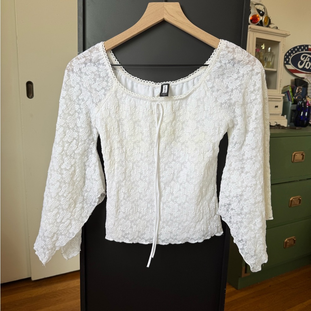 Y2K Illusion White Lace Top